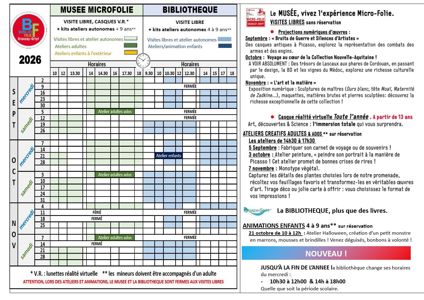 Programme septembre