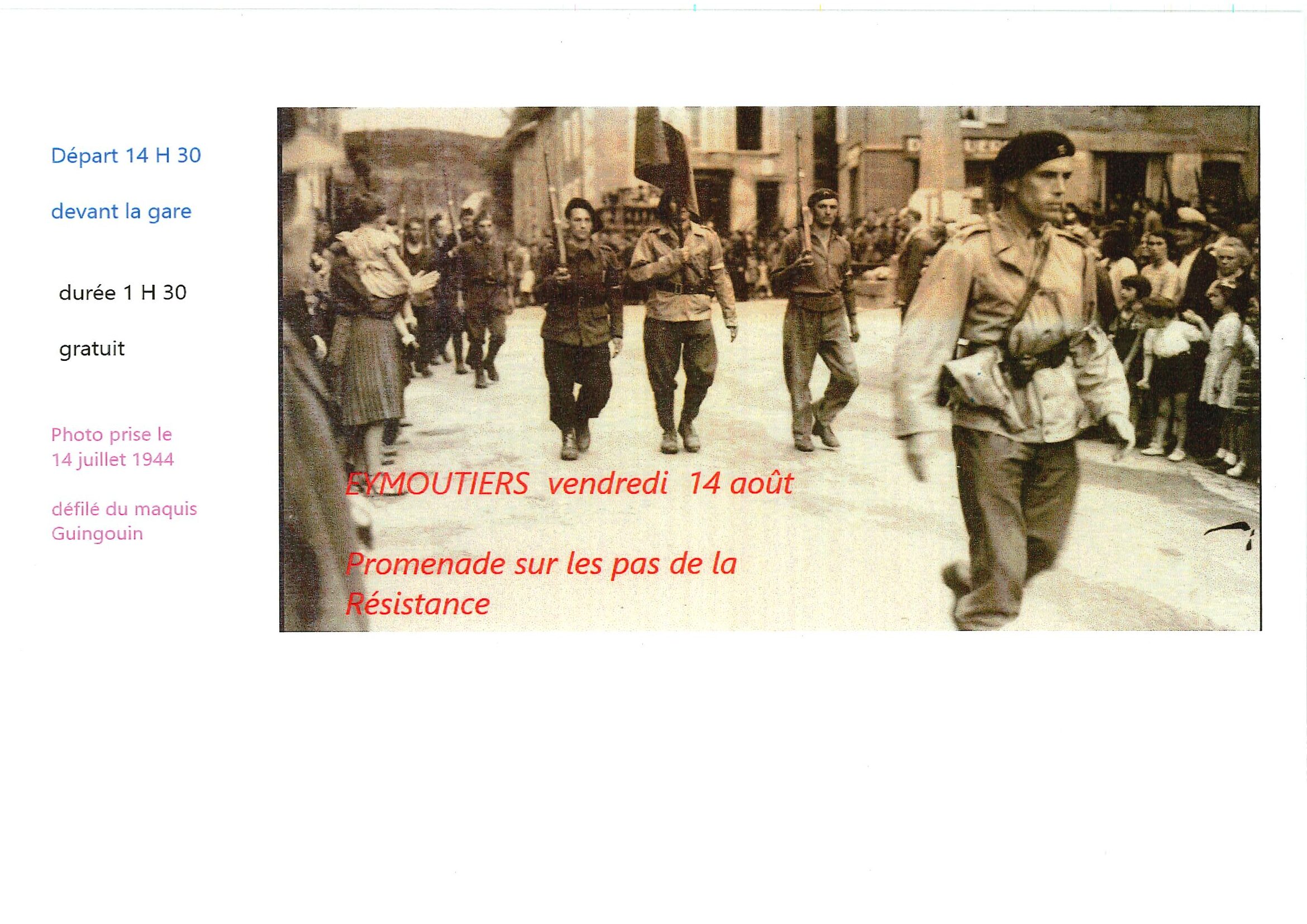 Promenade sur les pas de la Résistance Devant la gare Eymoutiers 2026-08-14
