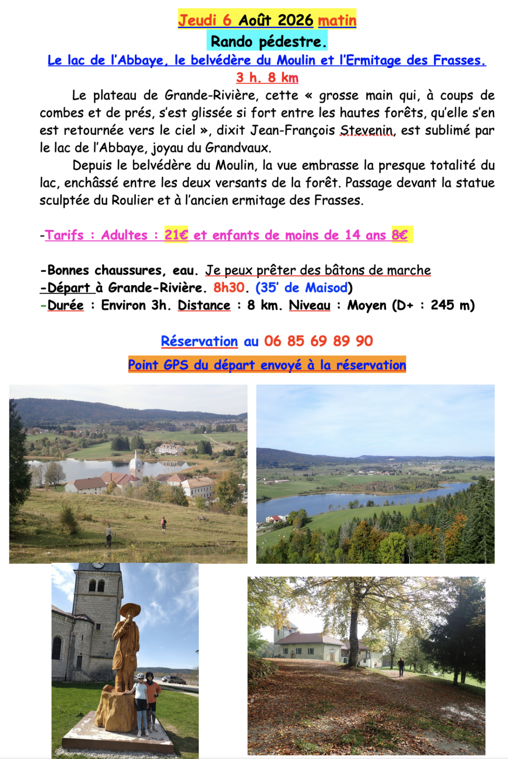 Rando le Lac de l’Abbaye, belvédère du Moulin et Ermitage des Frasses Grande-Rivière Château