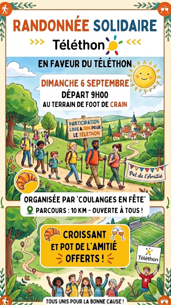 Randonnée solidaire en faveur du Téléthon Terrain de foot Crain