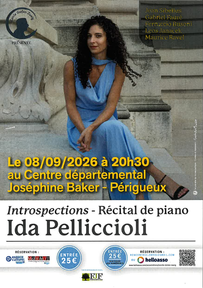 Récital de piano Ida Pelliccioli par le Cercle Stefan Zweig Centre départemental Joséphine Baker Périgueux