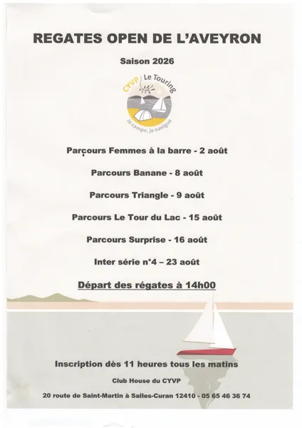 Regates Open de l’Aveyron parcours Triangle Salles-Curan