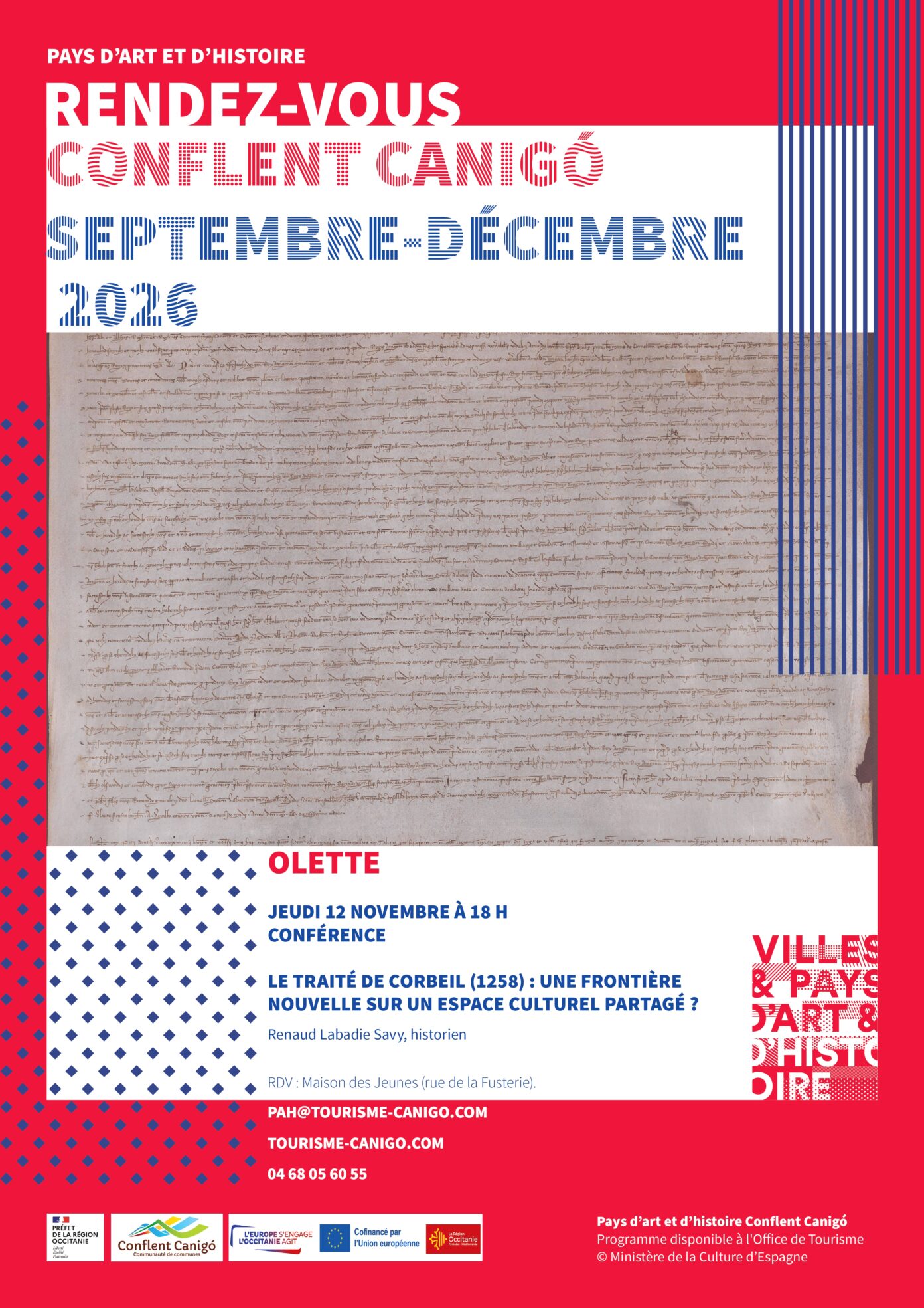 RENDEZ-VOUS DU PAYS D&rsquo;ART ET D&rsquo;HISTOIRE CONFÉRENCE LE TRAITÉ DE CORBEIL (1258)  Olette
