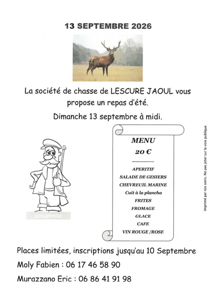Repas de la société de chasse  Lescure-Jaoul