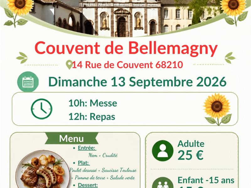 Repas de l'amitié au couvent de Bellemagny 14 rue du couvent Bellemagny 2026-09-13