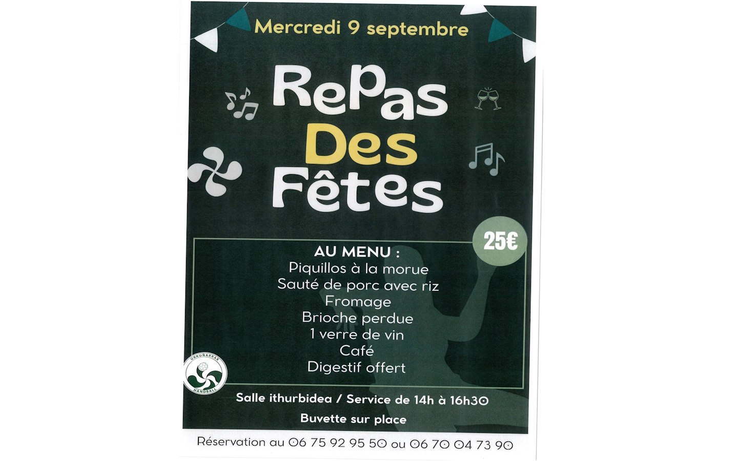 Repas des fêtes Salle Iturbidea Urrugne 2026-09-09
