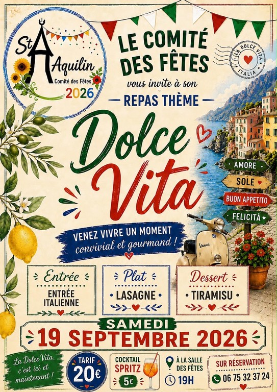 Repas dolce vita  Saint-Aquilin