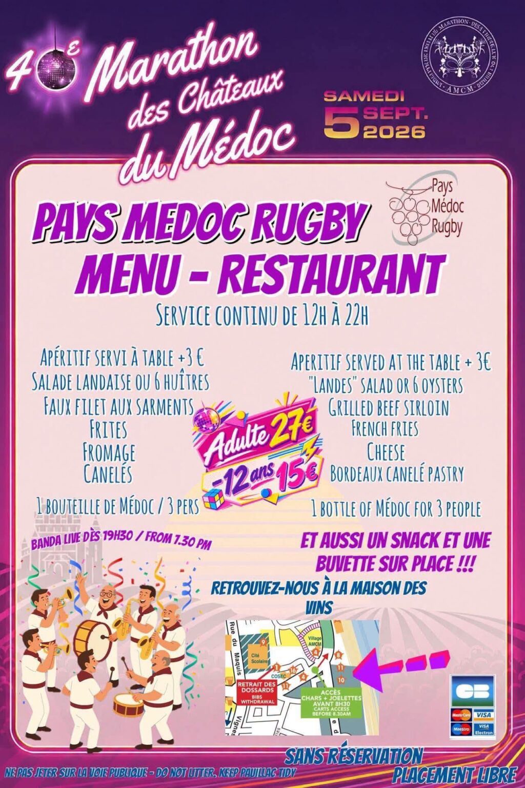 Repas du marathon du Pays Médoc Rugby Maison du tourisme et du vin Pauillac
