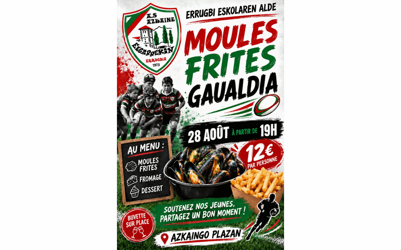 Repas moules frites Rue Ernest Fourneau Ascain