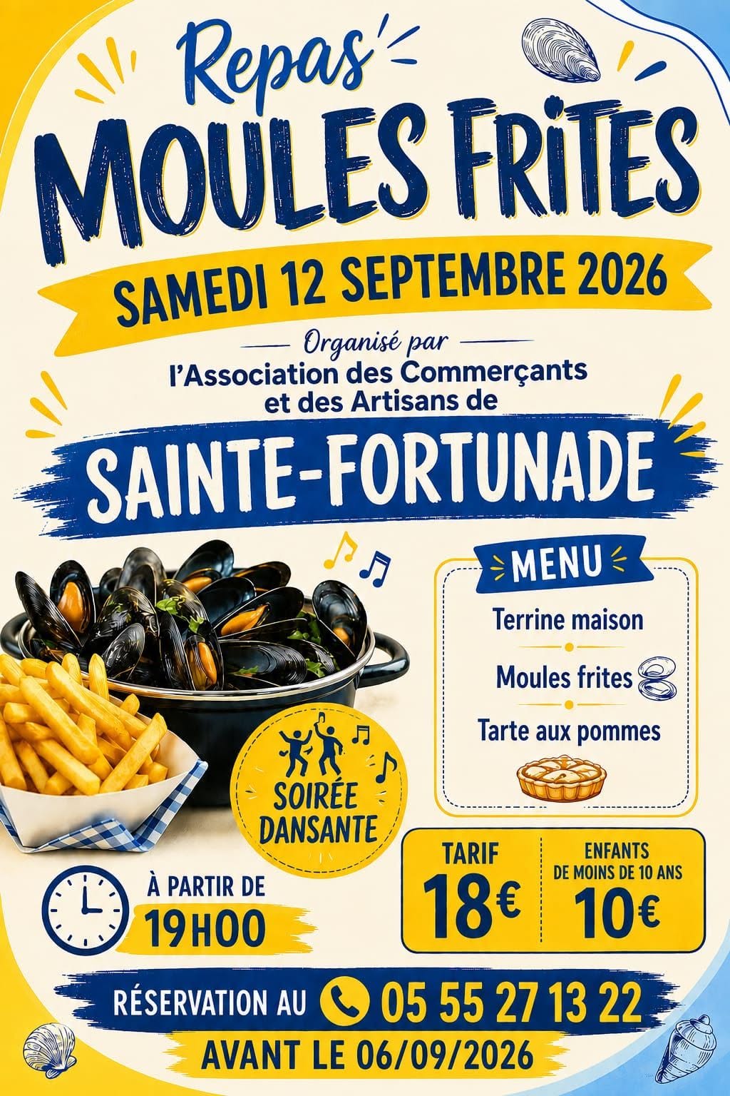 Repas Moules Frites  Sainte-Fortunade