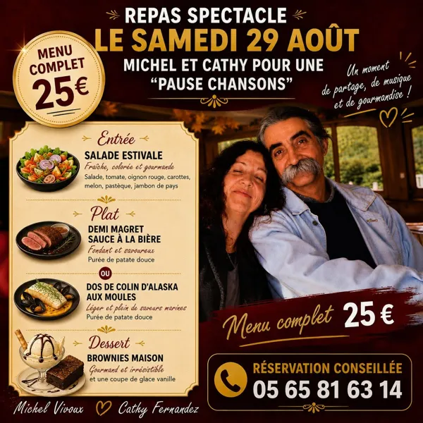 Repas spectacle aux Arcades Michel et Cathy Villeneuve