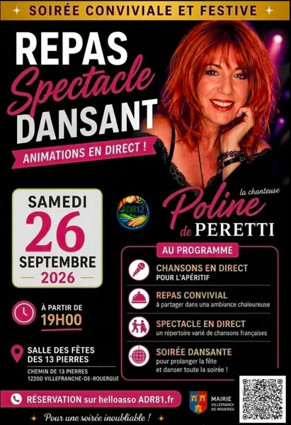 Repas spectacle dansant avec Poline de Peretti  Villefranche-de-Rouergue