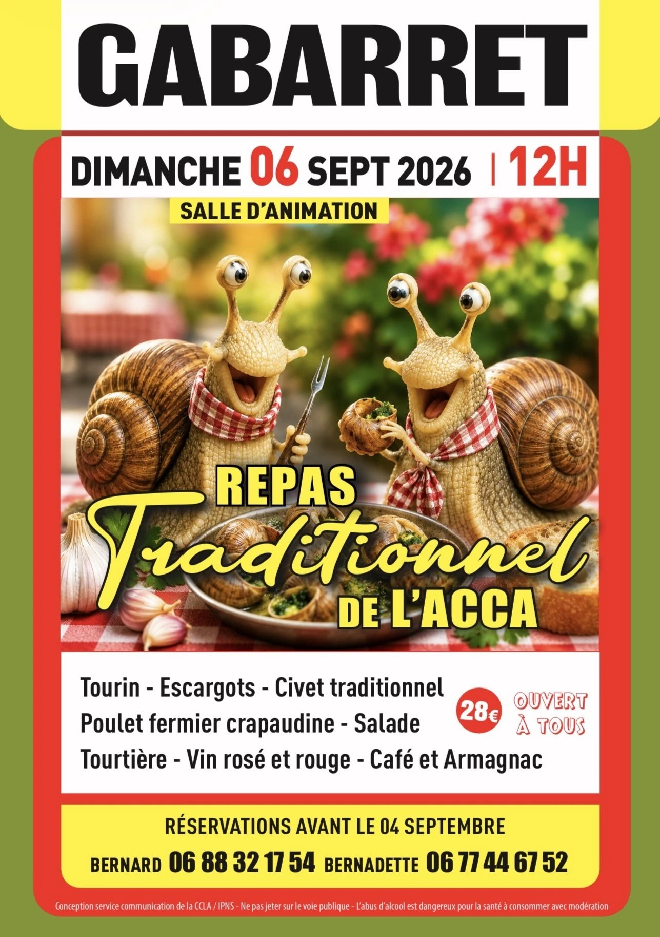 Repas traditionnel de l’ACCA Salle d’Animation Gabarret