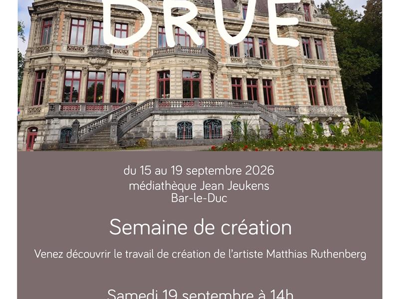 Semaine de création de l’artiste Matthias Ruthenberg Médiathèque Jean Jeukens Bar-le-Duc