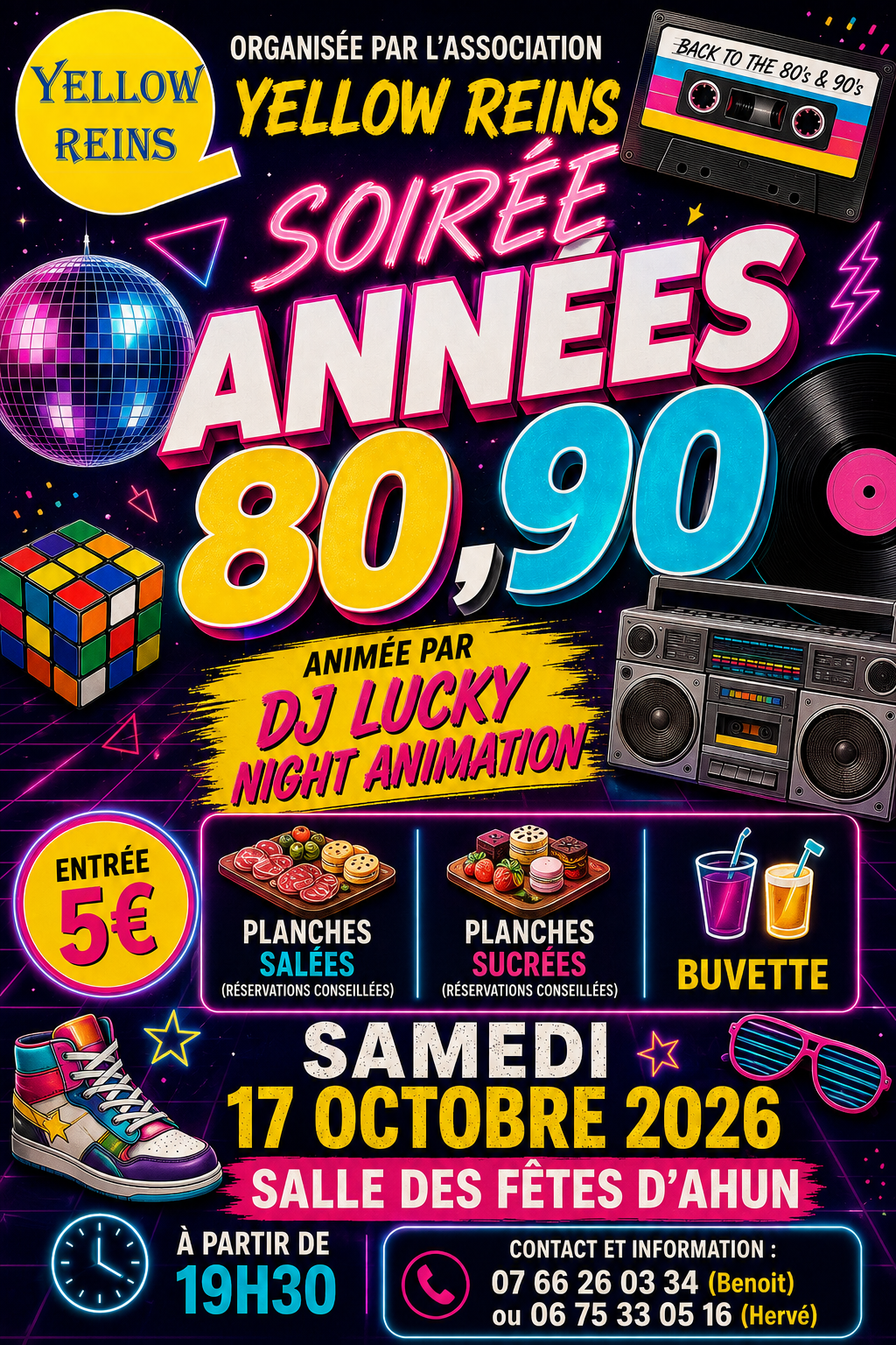 SOIRÉE ANNÉE 80/90 Salle des fêtes Ahun