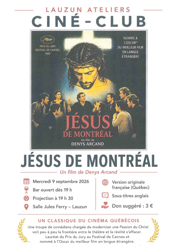 Soirée cinéma Jésus de Montréal Salle Jules FERRY Lauzun