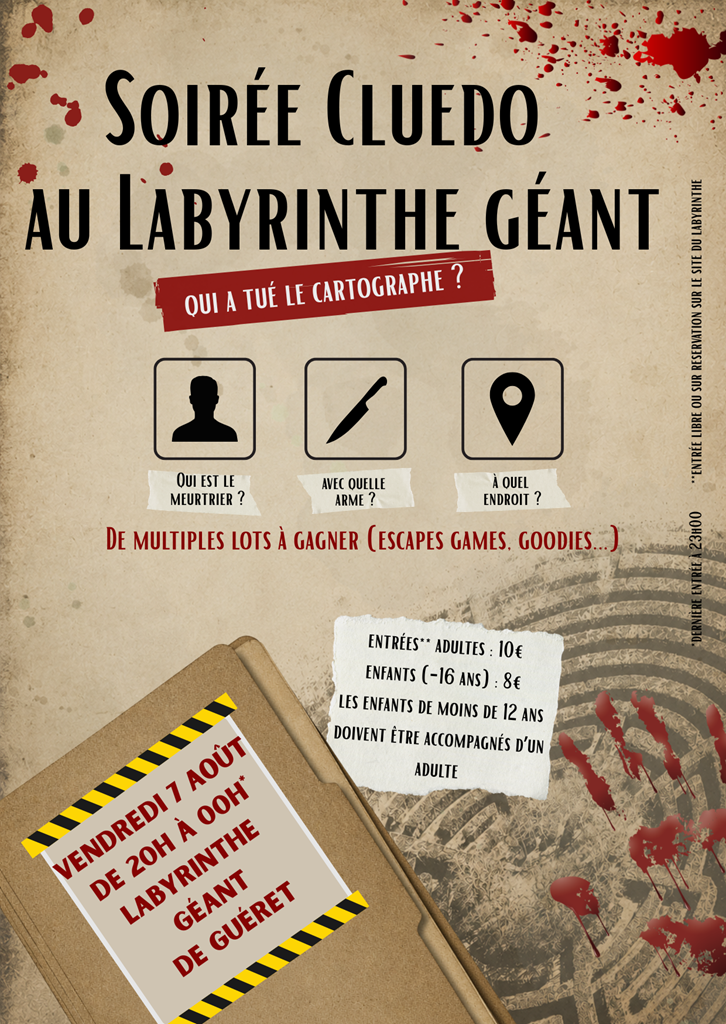 Soirée Cluedo au Labyrinthe Géant  Guéret