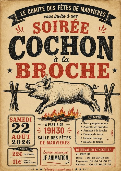 Soirée cochon à la broche  Mauvières