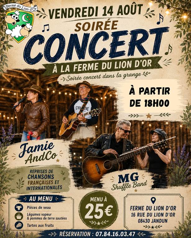 Soirée concert à la Ferme du lion d’or Jandun
