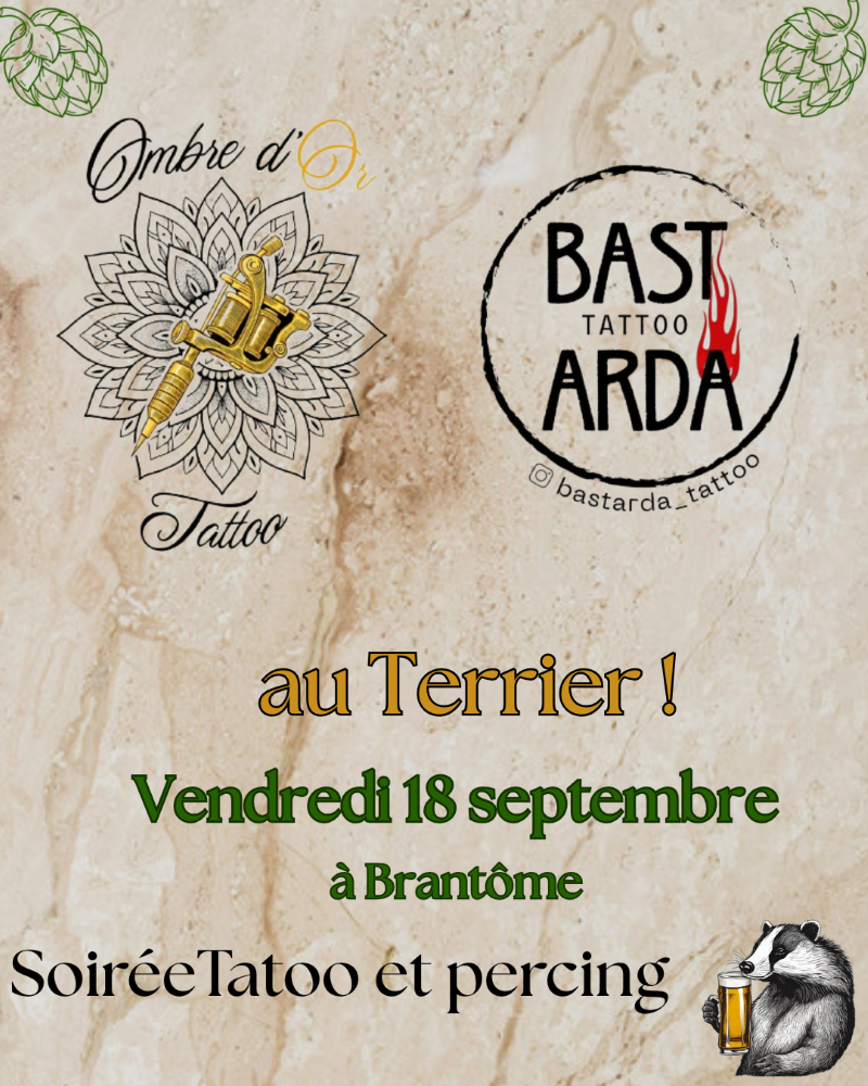 Soirée flash tattoo Bar Le terrier Brantôme en Périgord