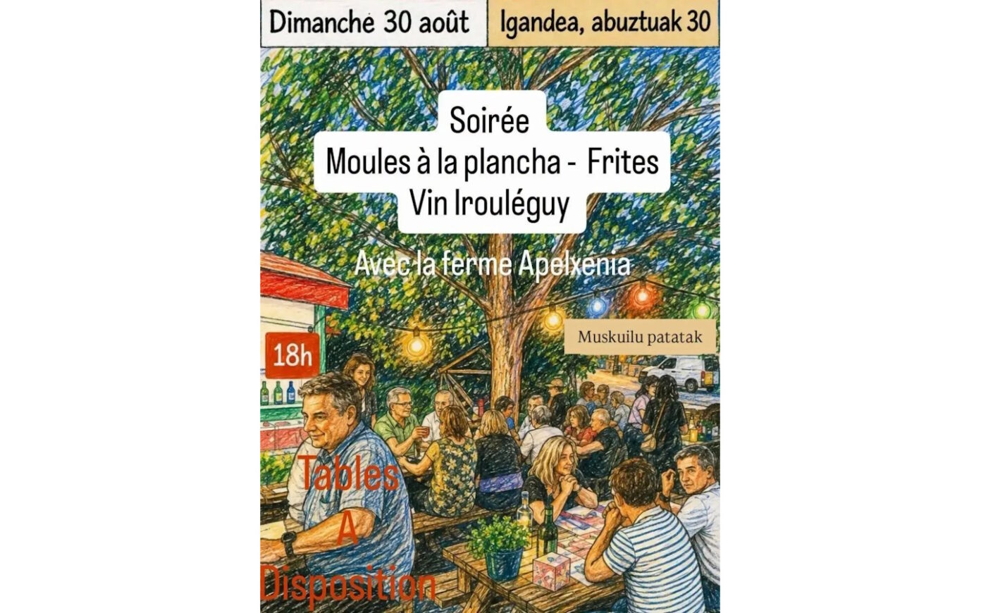 Soirée moules à la plancha-frites et vin d&rsquo;Irouléguy Txingar Ascarat