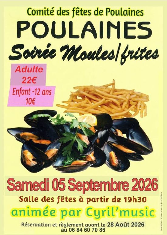 Soirée moules frites à Poulaines  Poulaines