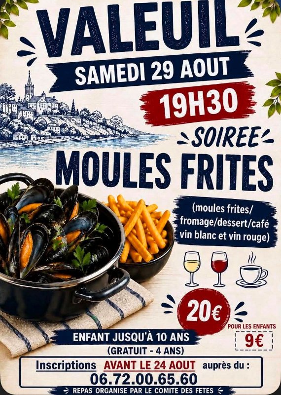 Soirée moules frites Brantôme en Périgord