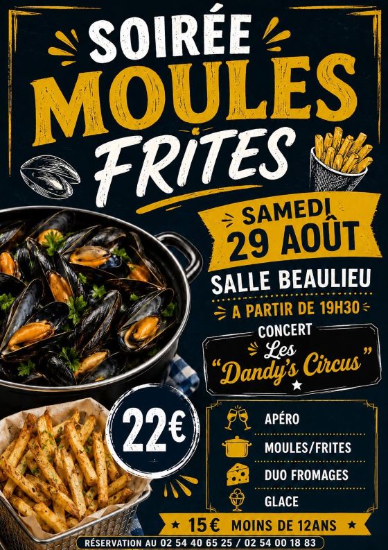 Soirée moules frites Saint-Christophe-en-Bazelle