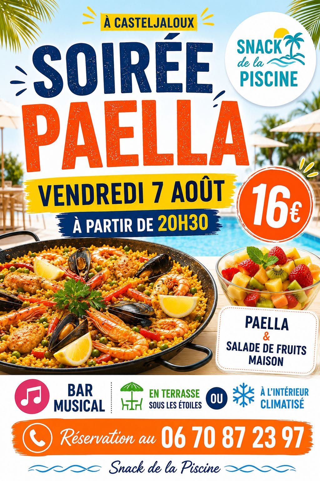 Soirée paëlla Snack de la piscine Casteljaloux