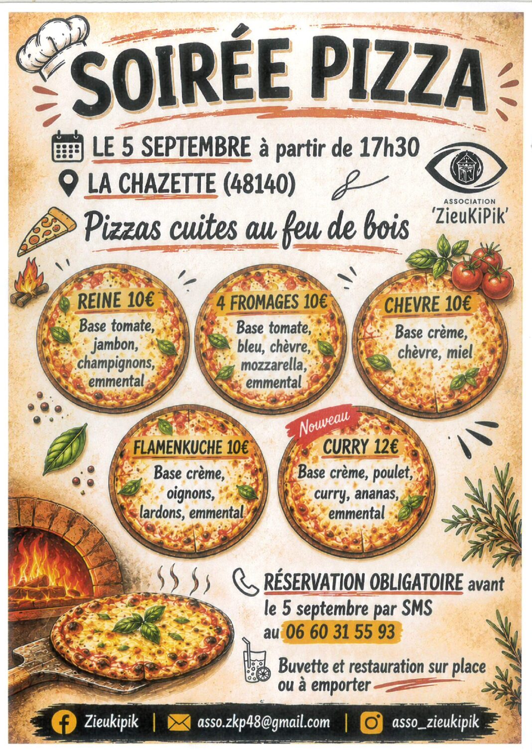 SOIRÉE PIZZA AU FEU DE BOIS Le Malzieu-Forain