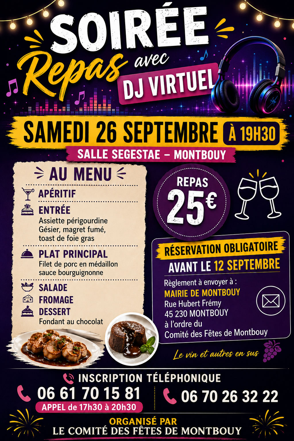 Soirée repas +dj Montbouy