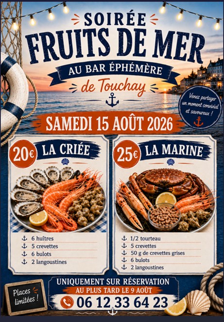 Soitrée fruits de mer au bar éphémère Touchay