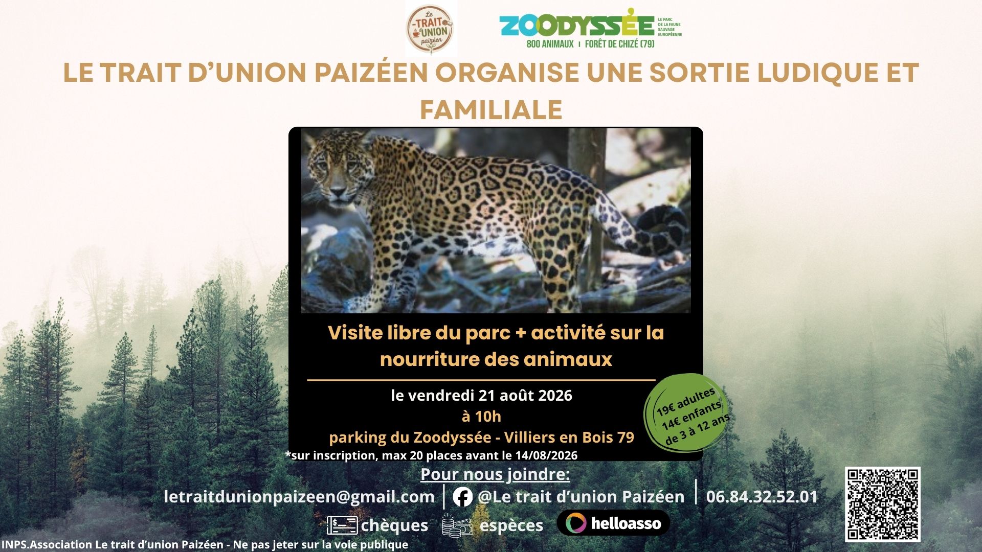 Sortie Zoodyssée avec activité sur la nourriture Zoodyssée Villiers-sur-Chizé 2026-08-21