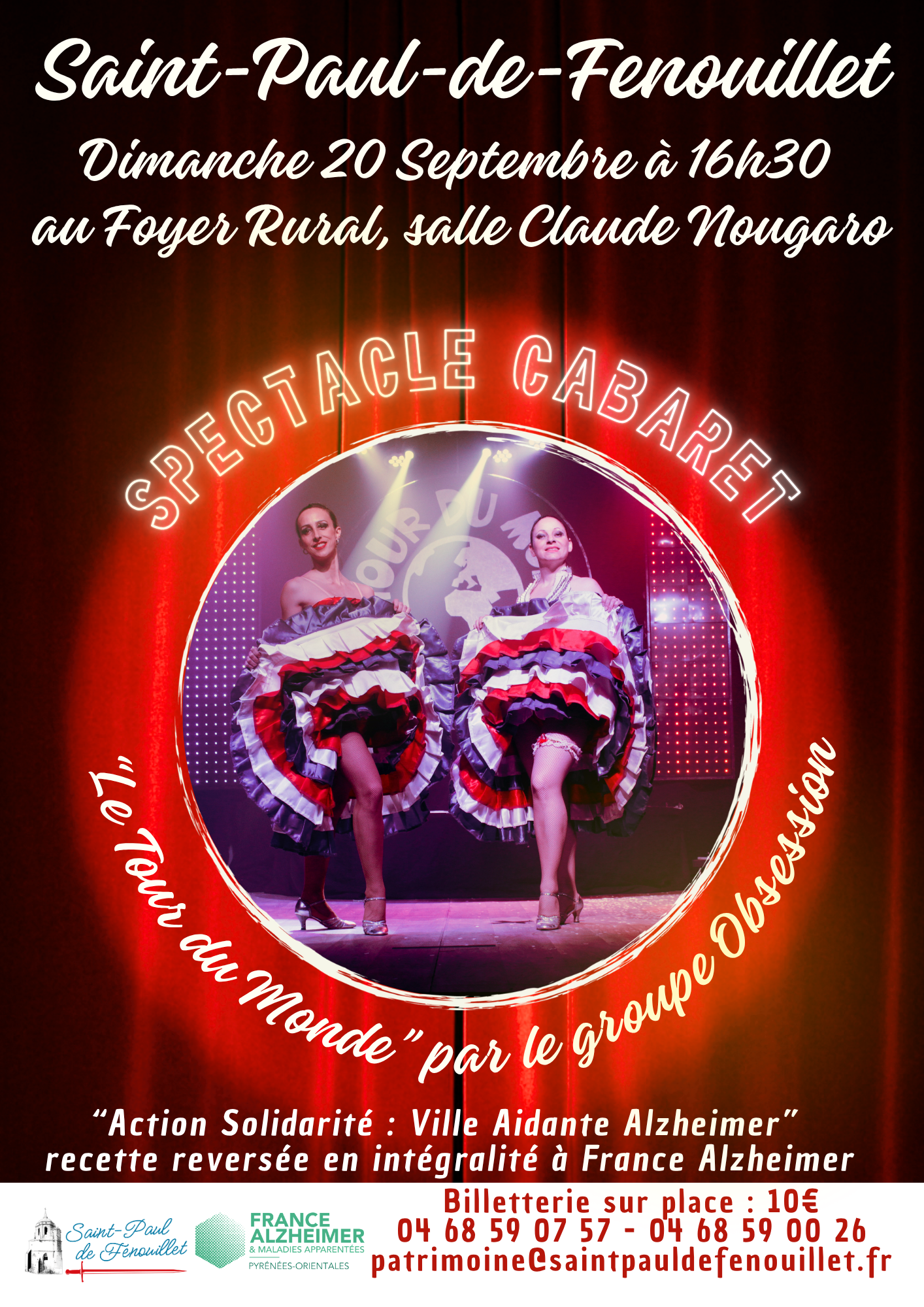 SPECTACLE CABARET EN FAVEUR DE FRANCE ALZHEIMER Place du Foyer Rural Saint-Paul-de-Fenouillet 2026-09-20