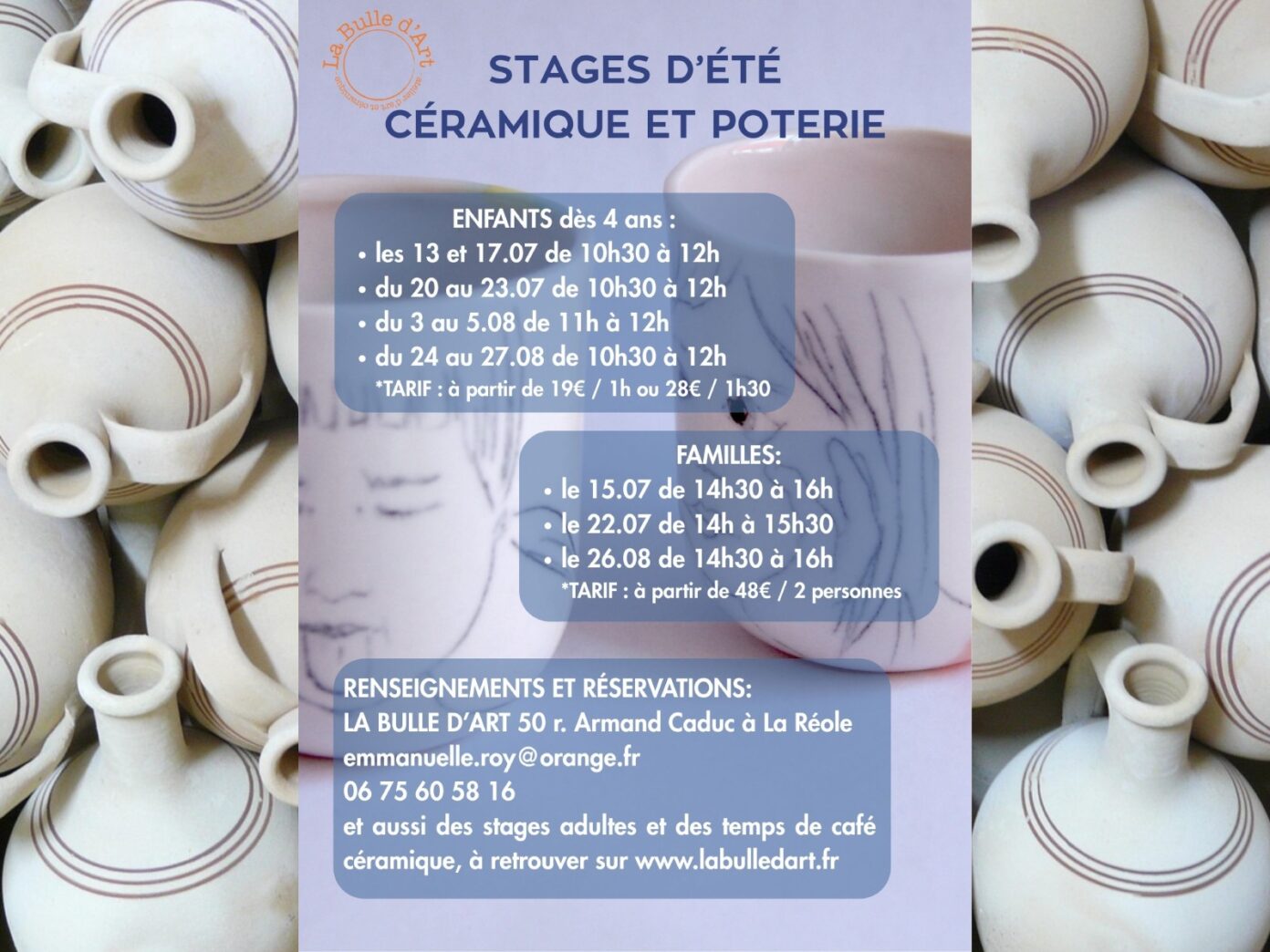 Stages de céramique La Bulle d’Art La Réole
