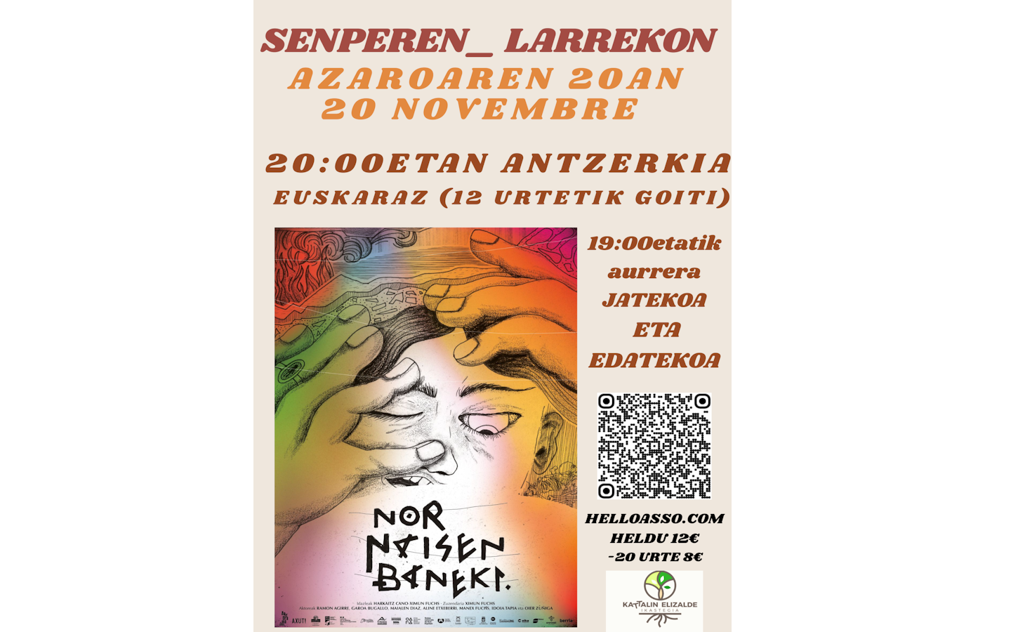 Théâtre contemporain basque Nor Naizen baneki Espace culturel Larreko Saint-Pée-sur-Nivelle 2026-11-20