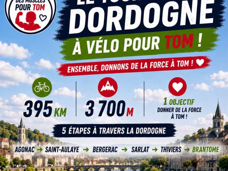 Tour de Dordogne solidaire pour Des Muscles pour Tom  Bergerac