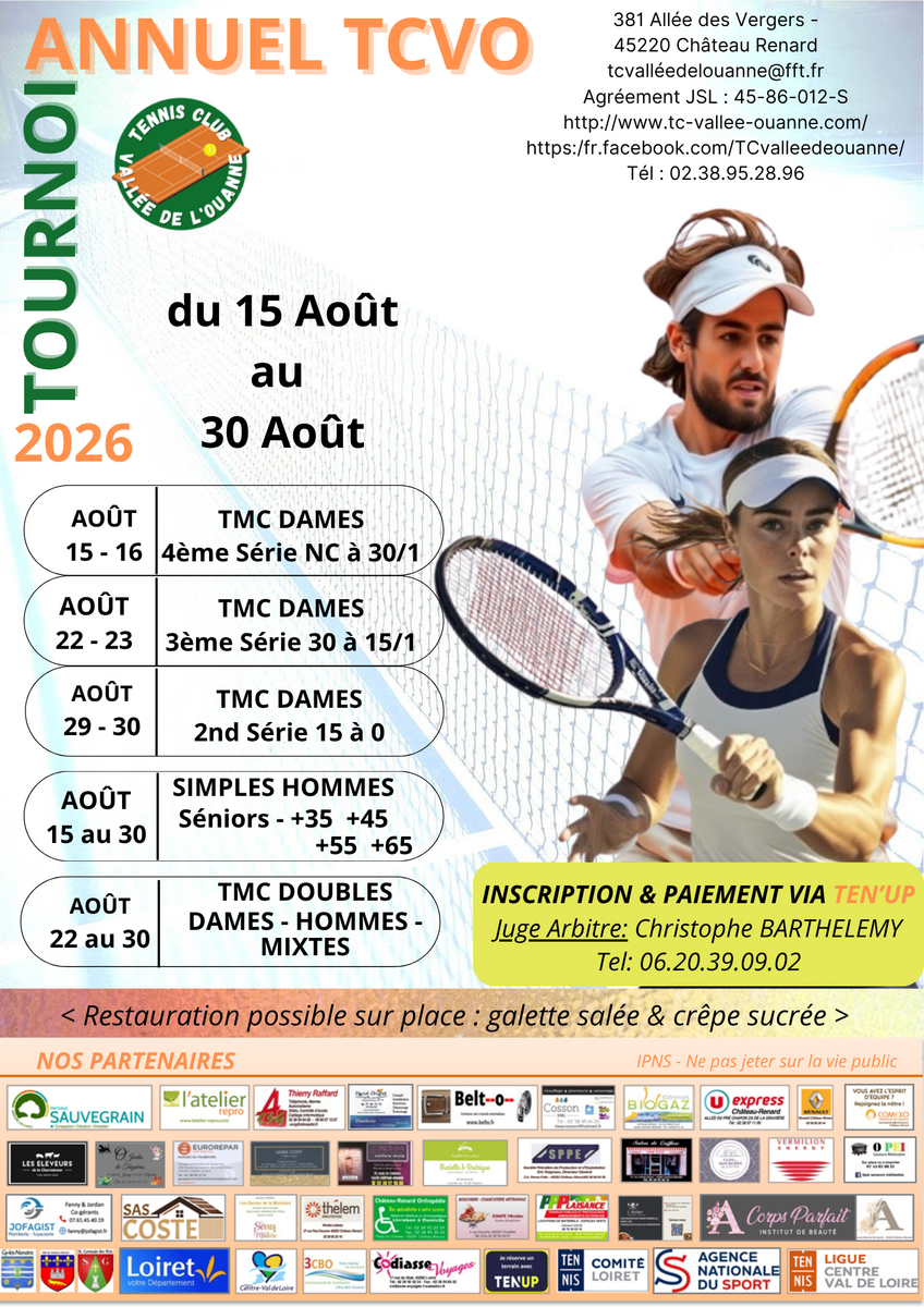 Tournoi de Tennis du TCVO Août 2026 Château-Renard