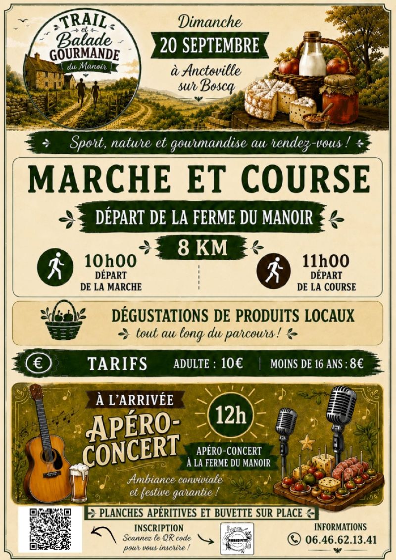 Trail et balade gourmande du Manoir course et marche de 8 km La ferme du manoir d&rsquo;Anctoville Anctoville-sur-Boscq