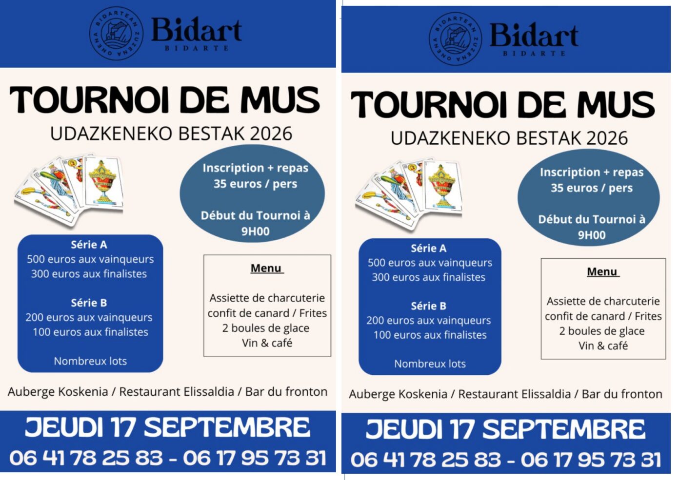 Udazkeneko Bestak Fêtes d’Automne Tournoi de Mus Place Sauveur Atchoarena Bidart