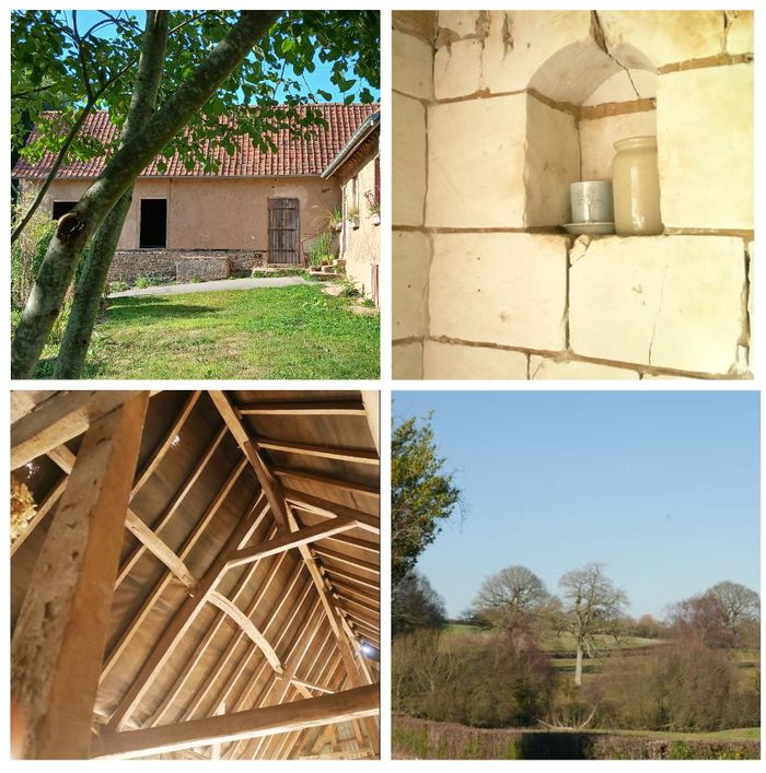 Une fermette à pans d’orme et torchis : une pérennité des matériaux, un patrimoine en sauvegarde., une perdrix dans un poirier, Gouy-Saint-André