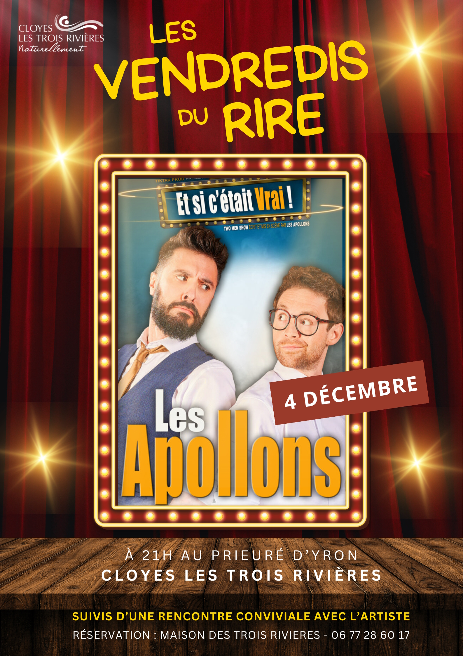 Vendredi du rire Les Apollons Et si c'était vrai! Prieuré d'Yron Cloyes-les-Trois-Rivières 2026-12-04