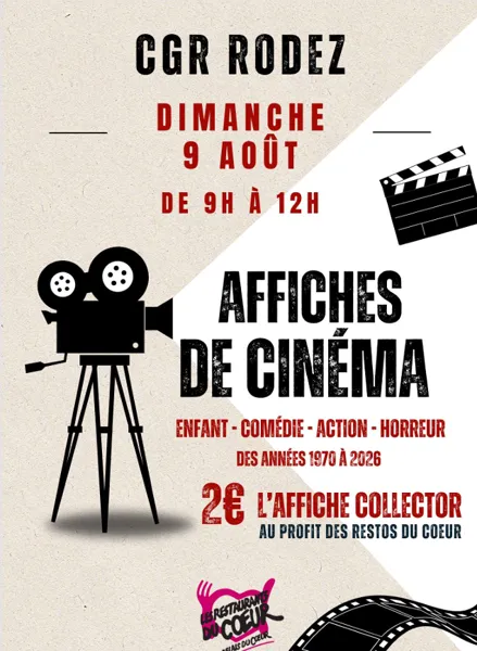Vente d’affiches de cinéma collector au profit des Restos du Coeur Rodez