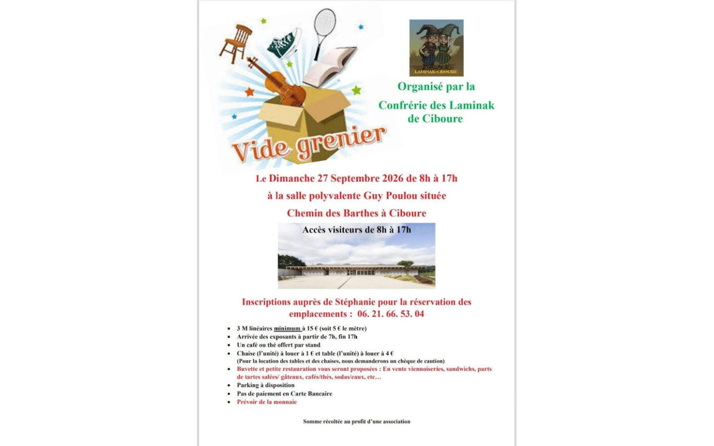 Vide grenier Salle polyvalente Guy Poulou Ciboure