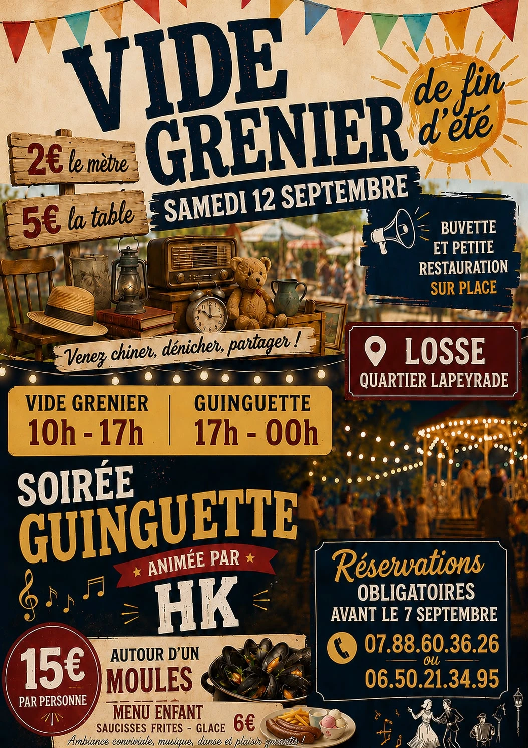 Vide grenier de fin d’été & Soirée guinguette Losse