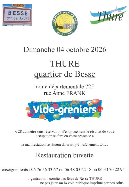 VIDE-GRENIERS À THURÉ !  ️✨ Rue Anne Frank Thuré