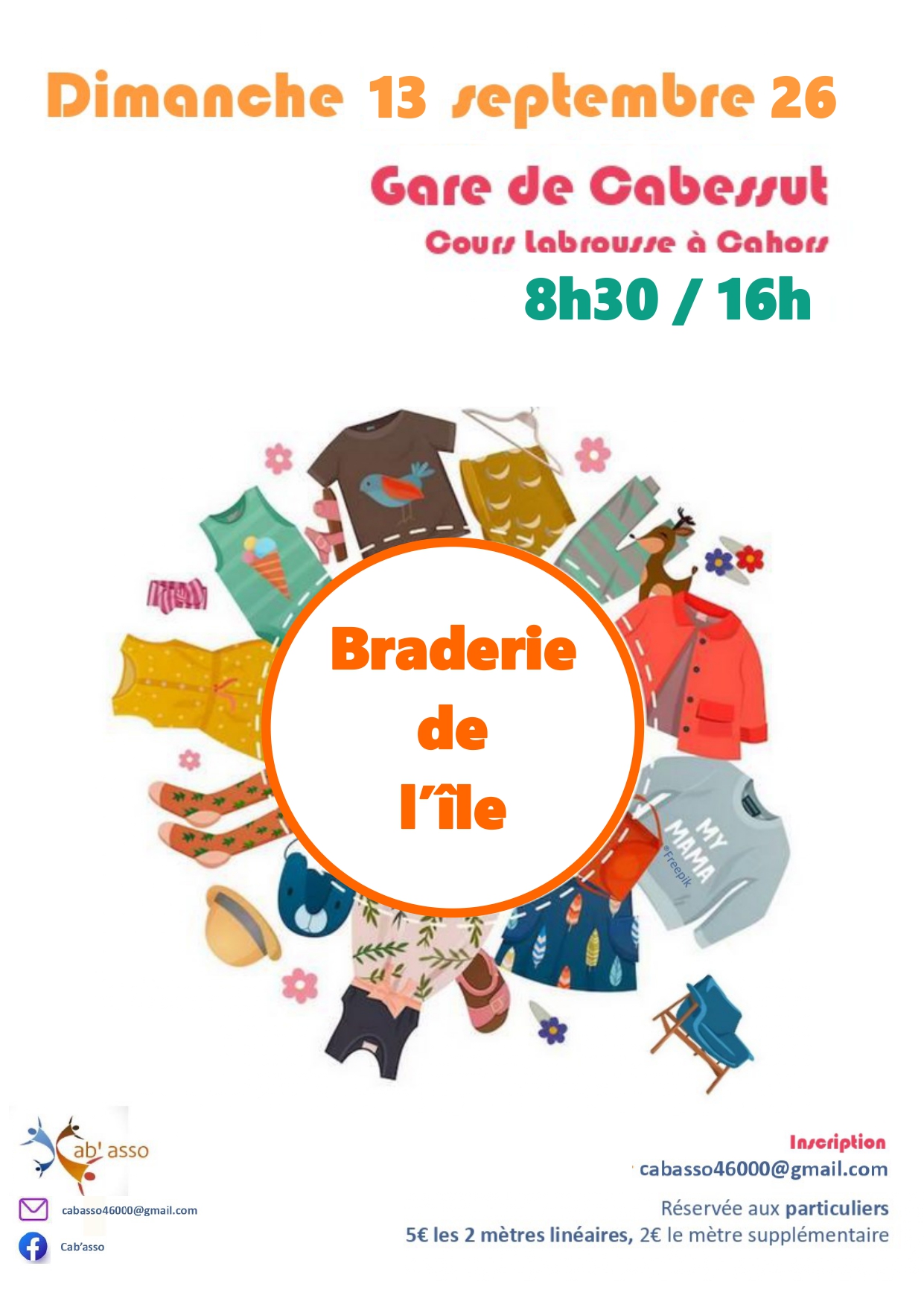 Vide-greniers Braderie de l'île à Cabessut (Cahors) 40 cours Labrousse Cahors 2026-09-13