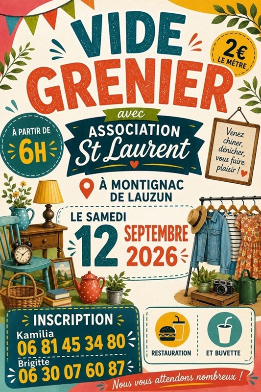 Vide-greniers Dans le village Montignac-de-Lauzun 2026-09-12