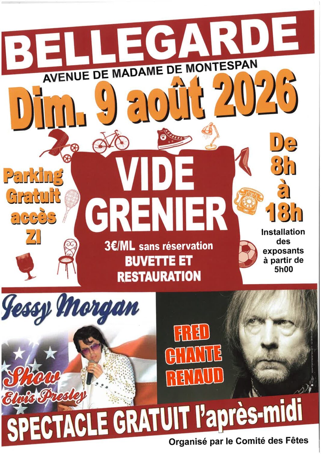 Vide-greniers, musique, ambiance festive, restauration Bellegarde