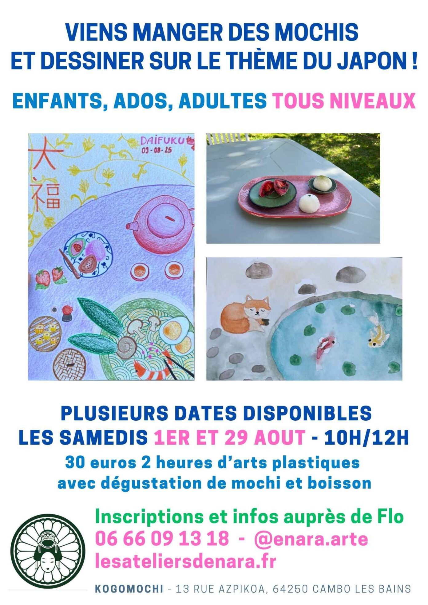 Viens manger des mochis et dessiner sur le thème du Japon ! Salon de thé Kogomochi Cambo-les-Bains